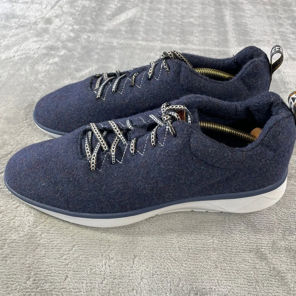 Pendleton Wool Sneakers Shoes Men 9.5 Navy Blue Lace‎ Up Vibram Sole Casual